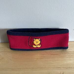 Vintage Disney Winnie The Pooh Headband Fleece Ear Warmer Winter Y2K Red Blue